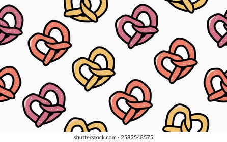 Cute pretzel pattern background vector design