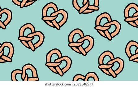 Cute pretzel pattern background vector design