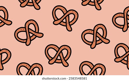 Cute pretzel pattern background vector design