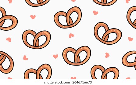 Cute pretzel pattern background vector design