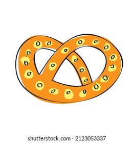 Cute pretzel. Vector hand drawn cartoon illustration icon. Isolated on white background