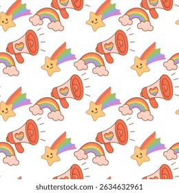 Cute Pride Elements Pattern with Rainbows
