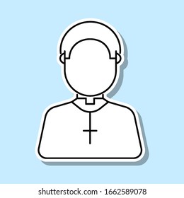 Cute priest avatar sticker icon. Simple thin line, outline vector of avatar icons for ui and ux, website or mobile application
