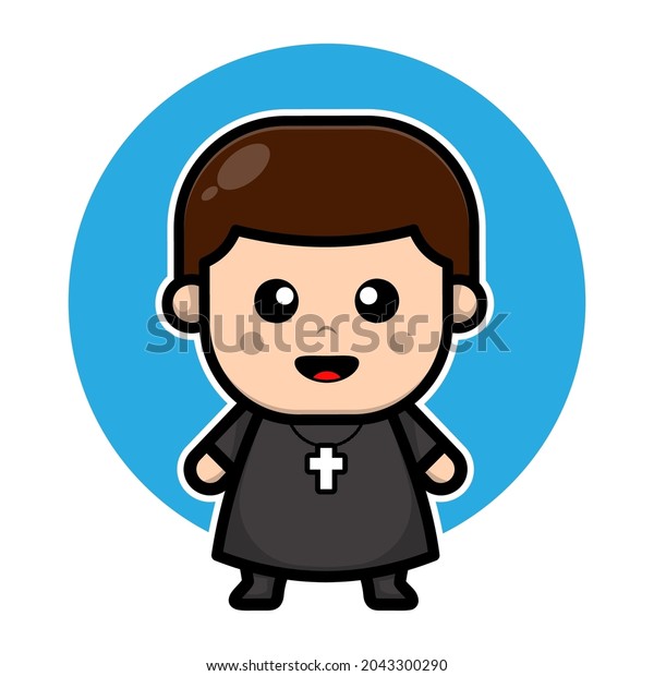 Cute Priest Cartoon Vector Icon Illustration Stock Vector Royalty Free 2043300290 Shutterstock