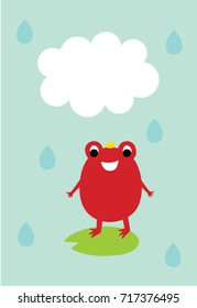 cute prince frog message greeting raining day
