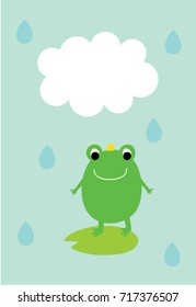 cute prince frog message greeting raining day