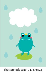 cute prince frog message greeting raining day