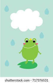 cute prince frog message greeting raining day