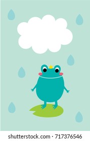 cute prince frog message greeting raining day
