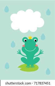 cute prince frog message greeting card vector