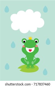 cute prince frog message greeting card vector
