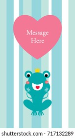 cute prince frog valentine message card vector