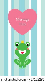 cute prince frog valentine message card vector