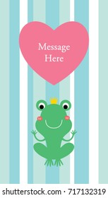 cute prince frog valentine message card vector