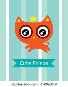 cute prince kitten vector