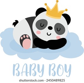 Cute prince panda baby boy
