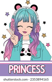 cute princess anime girl design graphic tees