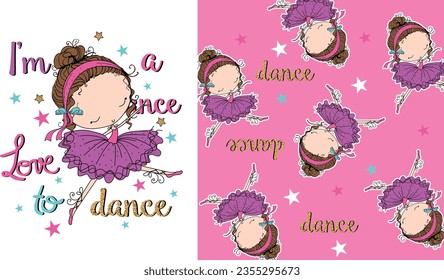 cute princess balle graphic tees for girl pattern sleepwear
