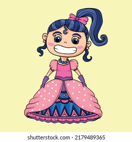 Cute princess in beautiful dresses
