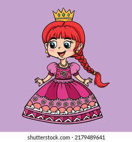 Cute princess in beautiful dresses