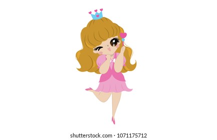 cute princess cartoon vector