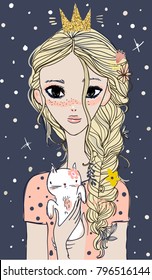 cute princess with cat