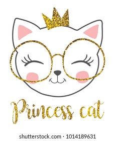 Cute Princess Cat With A Glitter Crown.