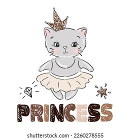 Cute princess cat with a glitter crown.