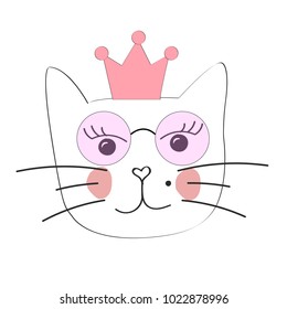 cute princess cat with a pink crown.
