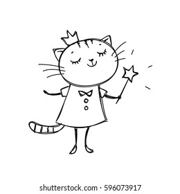 cute princess cat. vector illustration.