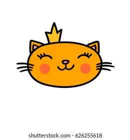 cute princess cat. vector illustration