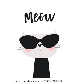 Cute princess cat vector print. Meow