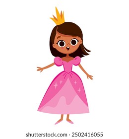 Cute princess. Children's vector characters. Cute girl.