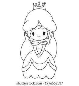 cute princess coloring page with ouline.Coloring book for kids.Vector illustrations.Amazon kdp no content.