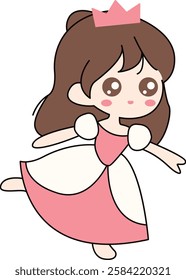 Cute princess dancing happily illustration