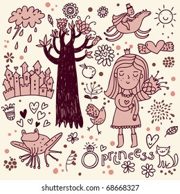 Juego de doodles de Cute princess