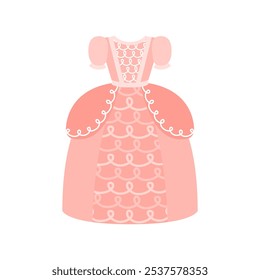 Cute princess dress for little girl. Color cartoon style. White background. Vector element for children design.