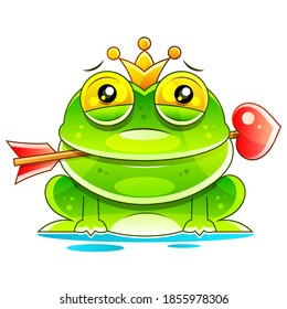 Cute Princess Frog Cartoon Mascot Character 