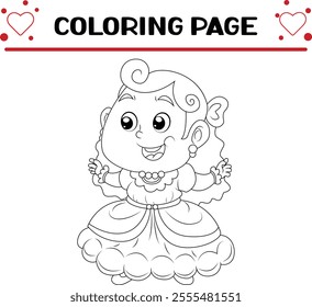 cute princess girl coloring page for kids