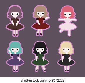 Cute princess girls sticker set