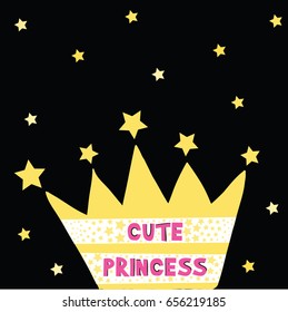 cute princess illustration vector for print