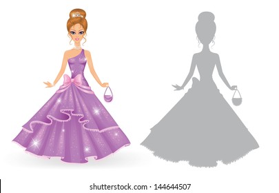Cute princess isolated on a white background.