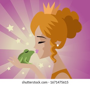 Cute Princess Kissing A Frog