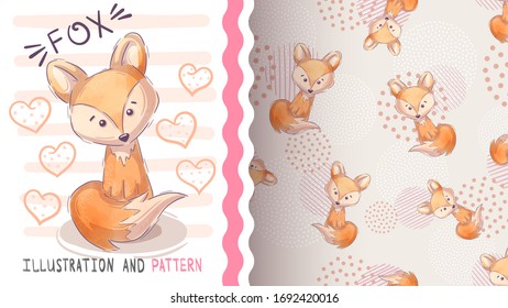 Cute princess mouse - seamless pattern