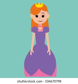 Cute Princess, purple dress, happy girl, eps, jpg.