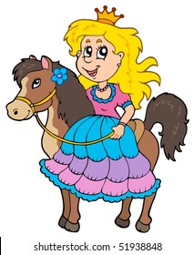 Impulso a caballo de princesa lindo - ilustración vectorial.