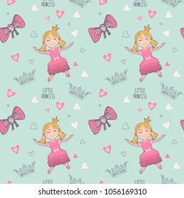 Cute princess seamless pattern
