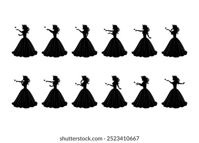 Bonito Princesa Silhueta Design de Ilustração