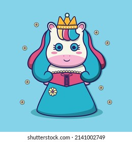 süße Prinzessin, unicorn, Vektorgrafik