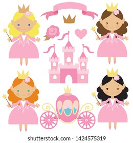 Cute princess vector cartoon illustration